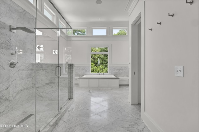 1064 Ocean Ridge Dr, Wilmington, NC 28405 - full bath featuring a marble finish shower, marble finish floors, and a bath