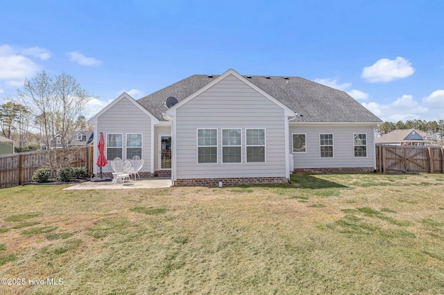 100 Little Acorn Trl, Moyock, NC 27958 - rear view of house featuring a patio, a shingled roof, and a gate