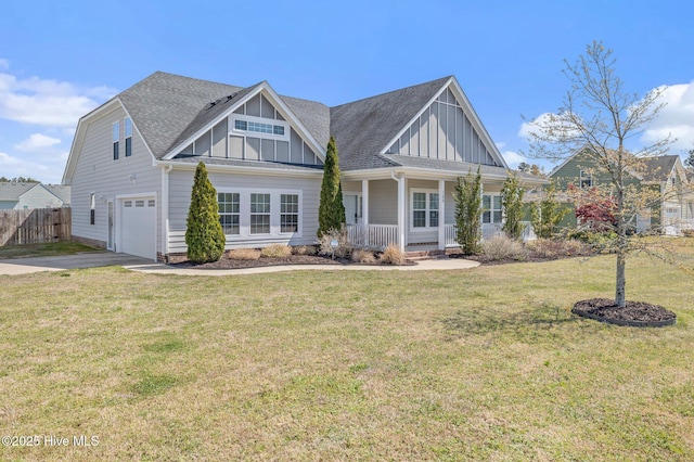 100 Little Acorn Trl, Moyock, NC 27958 - craftsman-style house featuring board and batten siding, covered porch, concrete driveway, a garage, and a shingled roof