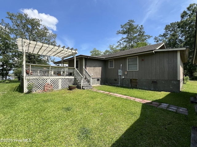 258 Hideaway Rd, Belhaven, NC 27810 - back of house featuring crawl space, a lawn, and a deck