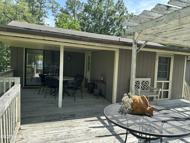 258 Hideaway Rd, Belhaven, NC 27810 - wooden deck featuring outdoor dining area and a pergola
