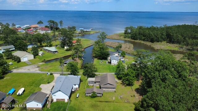258 Hideaway Rd, Belhaven, NC 27810 - aerial perspective of suburban area featuring a large body of water