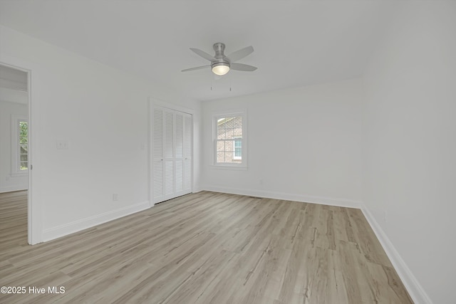 3825 Canterbury Rd, Wilmington, NC 28403 - unfurnished room featuring light wood finished floors, ceiling fan, and baseboards