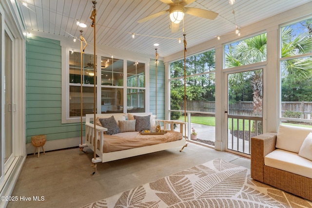 712 Tanbridge Rd, Wilmington, NC 28405 - sunroom / solarium featuring healthy amount of natural light, a ceiling fan, outdoor lounge area, and wood ceiling