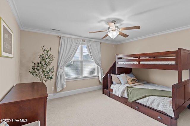 712 Tanbridge Rd, Wilmington, NC 28405 - carpeted bedroom with crown molding, baseboards, and ceiling fan