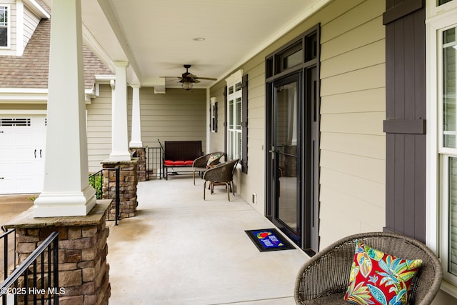 844 E Darden Rd, Faison, NC 28341 - covered porch with a ceiling fan