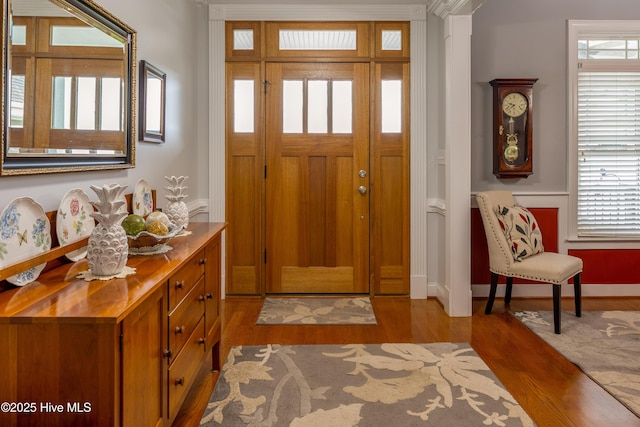 844 E Darden Rd, Faison, NC 28341 - foyer entrance featuring wood finished floors and baseboards