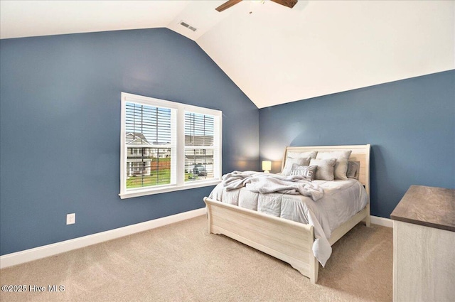 5735 Orchardgrass Rd, Leland, NC 28451 - bedroom featuring vaulted ceiling, carpet flooring, baseboards, and ceiling fan