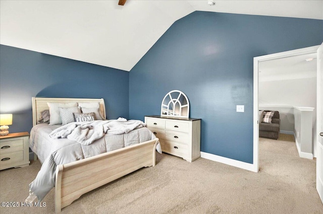 5735 Orchardgrass Rd, Leland, NC 28451 - bedroom featuring lofted ceiling, carpet, and baseboards