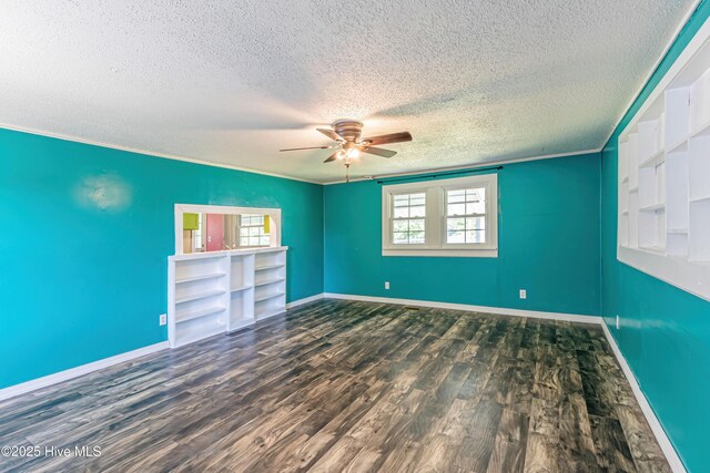 105 Queens Rd, Jacksonville, NC 28540 - unfurnished room with a textured ceiling, a ceiling fan, wood finished floors, baseboards, and crown molding