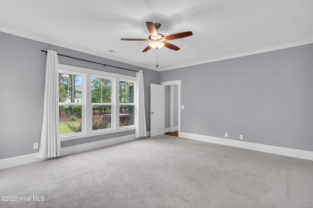 2676 W Timber Crest Dr, Leland, NC 28451 - carpeted spare room with crown molding, a ceiling fan, and baseboards