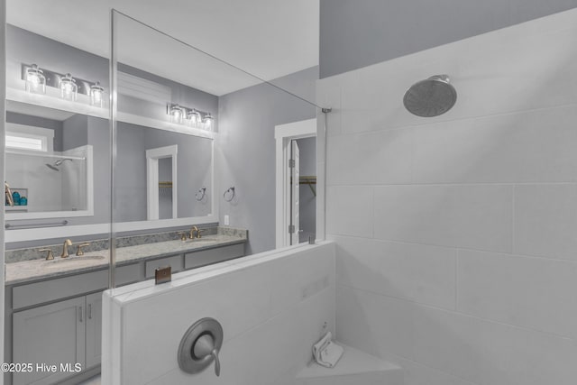 2676 W Timber Crest Dr, Leland, NC 28451 - bathroom with a walk in shower and double vanity