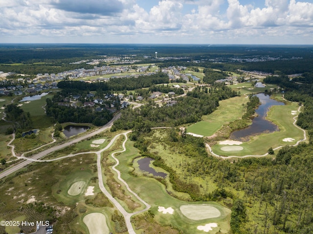 3020 Eno Ln, Leland, NC 28451 - aerial view of property and surrounding area featuring a golf course, a large body of water, and nearby suburban area