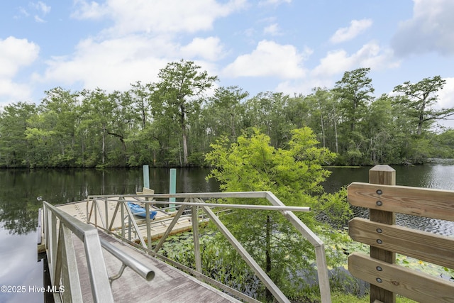 3020 Eno Ln, Leland, NC 28451 - dock area featuring a water view and a wooded view