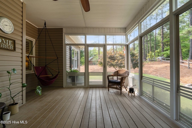 195 Devonshire Ave W, Seven Lakes, NC 27376 - unfurnished sunroom with ceiling fan