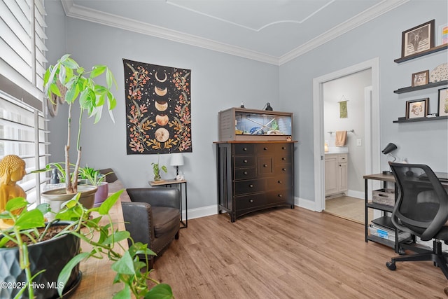 195 Devonshire Ave W, Seven Lakes, NC 27376 - office space with light wood-style flooring, ornamental molding, and baseboards