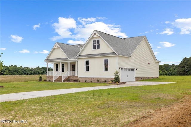2259 Heartland Rd, Battleboro, NC 27809 - view of front of home featuring crawl space, covered porch, driveway, and a front lawn