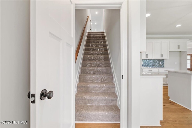 2259 Heartland Rd, Battleboro, NC 27809 - stairway featuring wood finished floors and recessed lighting