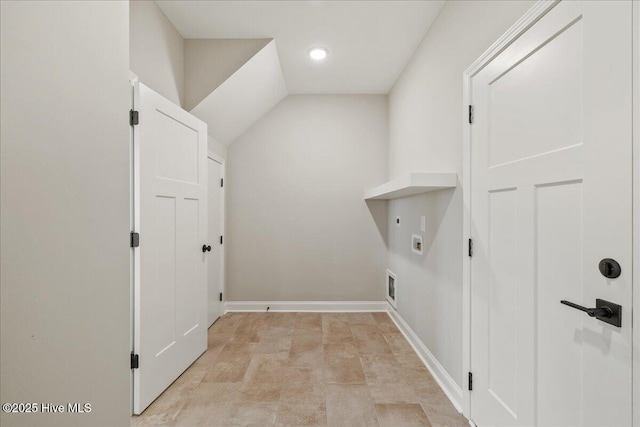 2259 Heartland Rd, Battleboro, NC 27809 - laundry area featuring hookup for a washing machine, hookup for an electric dryer, stone finish floors, baseboards, and recessed lighting