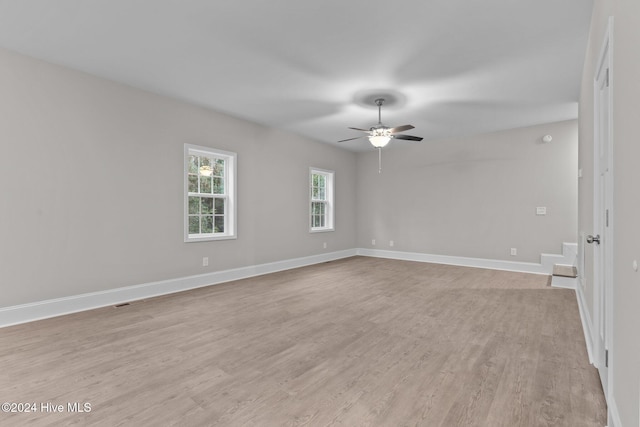 355 N Gaines St, Southern Pines, NC 28387 - spare room with light wood-style floors, a ceiling fan, and baseboards