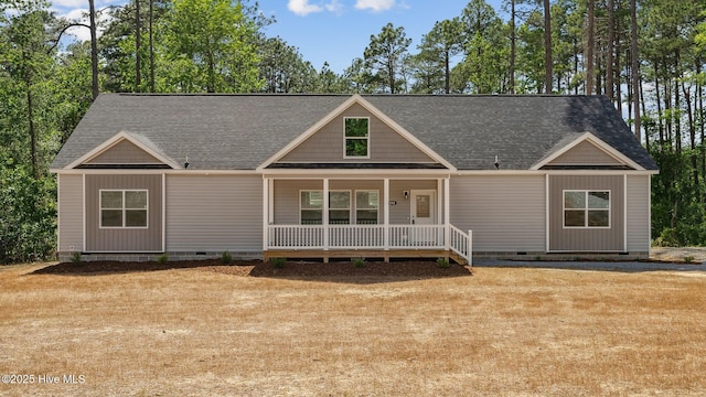 290 Boulder Dr, West End, NC 27376 - view of front of home featuring crawl space, covered porch, and roof with shingles