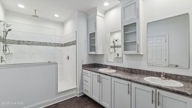 290 Boulder Dr, West End, NC 27376 - full bath featuring double vanity, a walk in shower, and recessed lighting