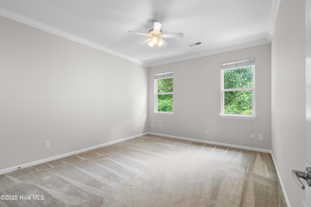 280 Coralstone Ct, Leland, NC 28451 - unfurnished room featuring a ceiling fan, carpet floors, baseboards, and ornamental molding
