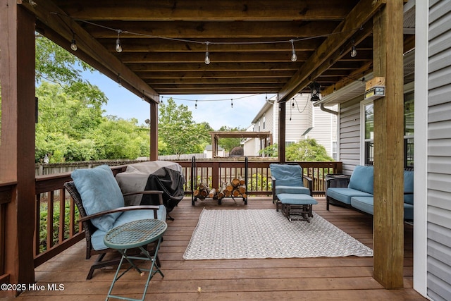 206 Lansing Ct, Jacksonville, NC 28540 - wooden deck with outdoor lounge area