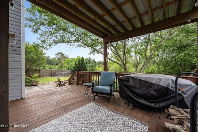 206 Lansing Ct, Jacksonville, NC 28540 - wooden terrace with a fenced backyard