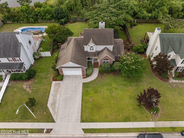 206 Lansing Ct, Jacksonville, NC 28540 - aerial view of property and surrounding area featuring a pool