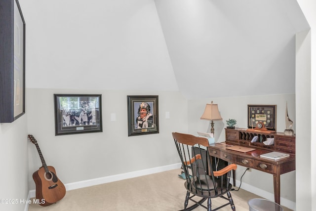 2021 Seawind Ln, Wilmington, NC 28405 - office featuring baseboards, lofted ceiling, and carpet