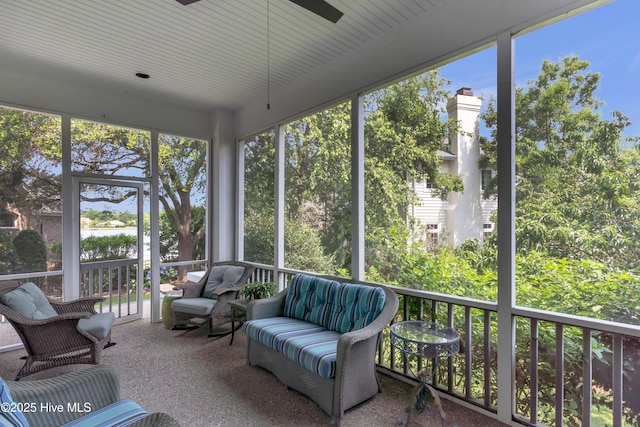 2021 Seawind Ln, Wilmington, NC 28405 - sunroom / solarium featuring a ceiling fan, healthy amount of natural light, and outdoor lounge area