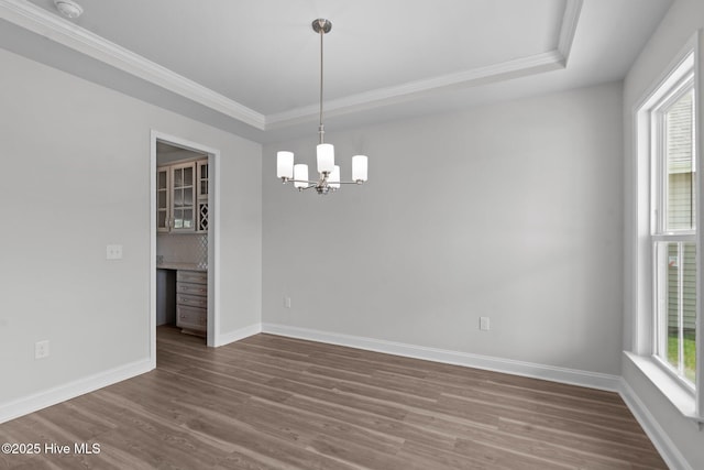 81 Eagle Claw Dr, Calabash, NC 28467 - spare room with ornamental molding, dark wood finished floors, a chandelier, baseboards, and a smoke detector