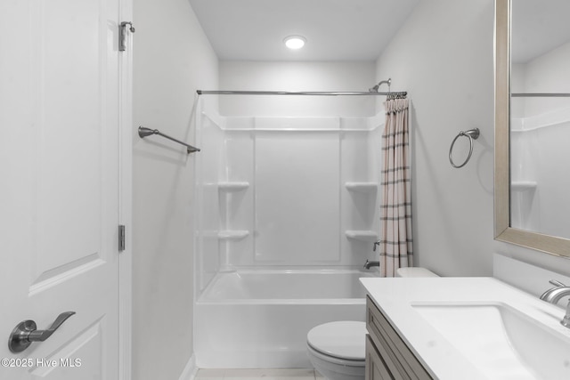 81 Eagle Claw Dr, Calabash, NC 28467 - bathroom with toilet, vanity, and shower / bathtub combination with curtain