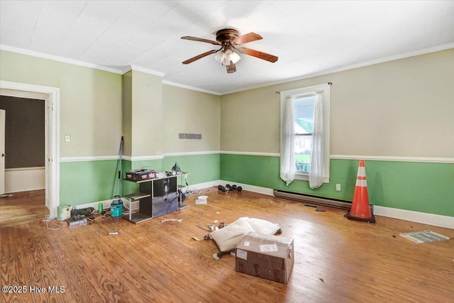 305 Court St, Gatesville, NC 27938 - empty room featuring a ceiling fan, wood finished floors, and crown molding