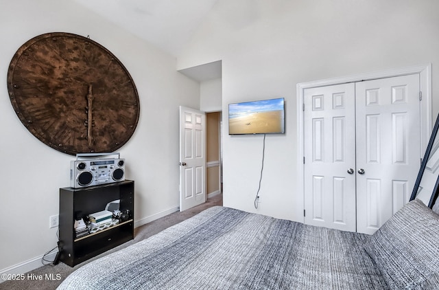 3509 Wales Pl N, Wilson, NC 27896 - carpeted bedroom featuring baseboards, a closet, and a towering ceiling