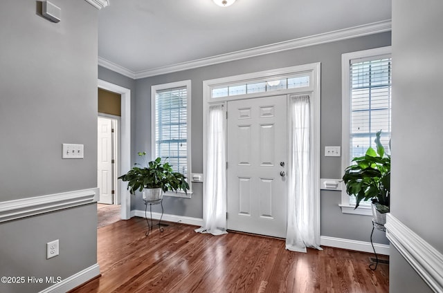 3509 Wales Pl N, Wilson, NC 27896 - entryway with ornamental molding, plenty of natural light, wood finished floors, and baseboards