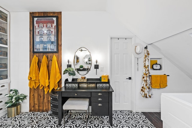 3108 Rivendell Pl, Wilmington, NC 28411 - home office with lofted ceiling and dark wood finished floors