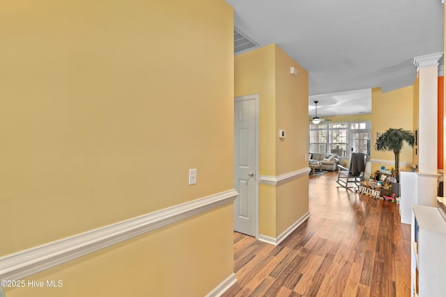 4256 Anderson Dr SE, Southport, NC 28461 - hall featuring wood finished floors and baseboards
