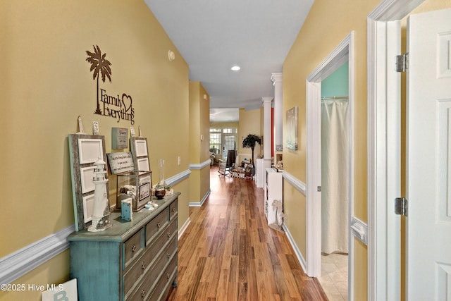 4256 Anderson Dr SE, Southport, NC 28461 - hallway with light wood finished floors, recessed lighting, and baseboards