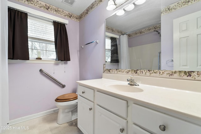 71 Combine Ln SE, Leland, NC 28451 - bathroom featuring toilet, vanity, healthy amount of natural light, and curtained shower
