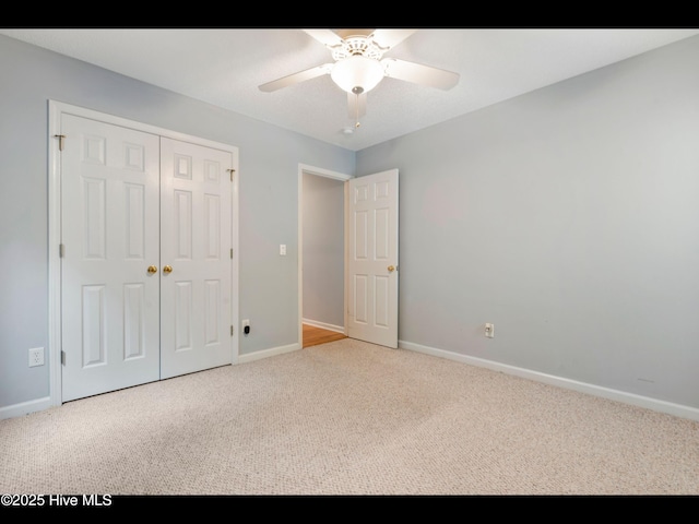 71 Combine Ln SE, Leland, NC 28451 - unfurnished bedroom featuring carpet flooring, baseboards, a closet, and ceiling fan