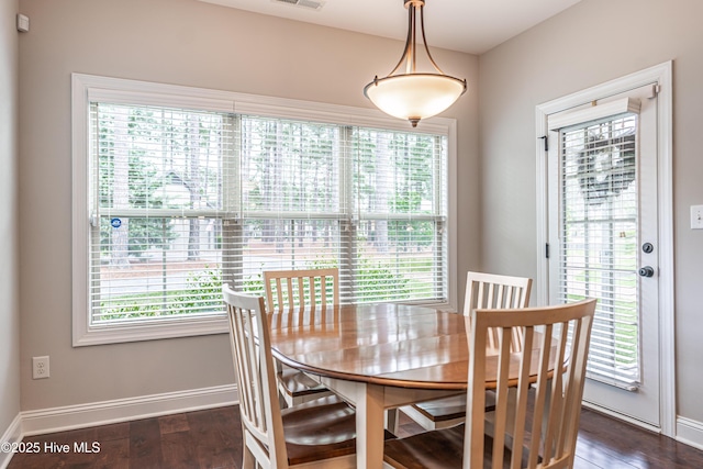 255 Champions Ridge Dr, Southern Pines, NC 28387 - dining area with baseboards and dark wood-style flooring