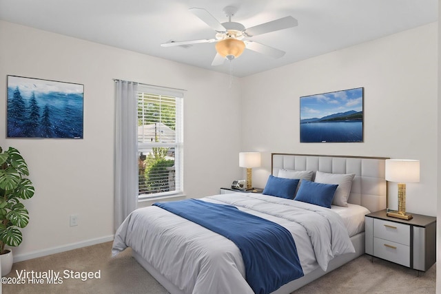 770 Heather Glen Ln, Calabash, NC 28467 - bedroom featuring light carpet, baseboards, and ceiling fan