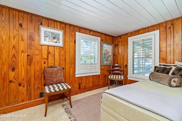 1402 Shepard St, Morehead City, NC 28557 - bedroom with wood walls, wooden ceiling, and baseboards