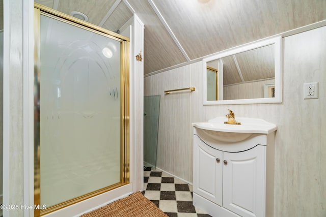 1402 Shepard St, Morehead City, NC 28557 - full bathroom featuring tile patterned floors, a stall shower, and vanity