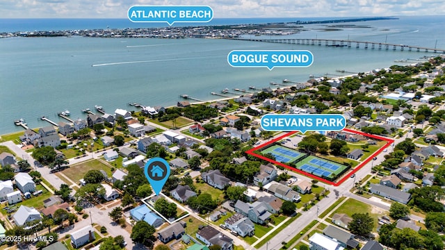 1402 Shepard St, Morehead City, NC 28557 - drone / aerial view of a nearby body of water and a notable bridge
