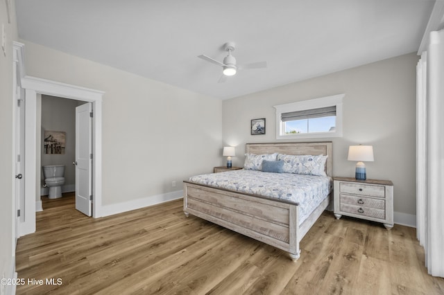 145 Oceanview Ln, North Topsail Beach, NC 28460 - bedroom with light wood finished floors, baseboards, and ceiling fan