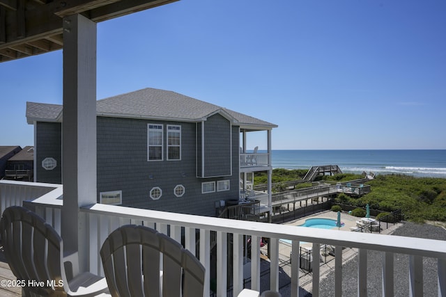 876-878 Villas Dr, North Topsail Beach, NC 28460 - balcony with a water view and view of pool area