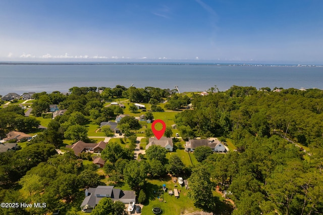 116 Spencer Ln, Newport, NC 28570 - aerial view of property and surrounding area featuring a large body of water and nearby suburban area